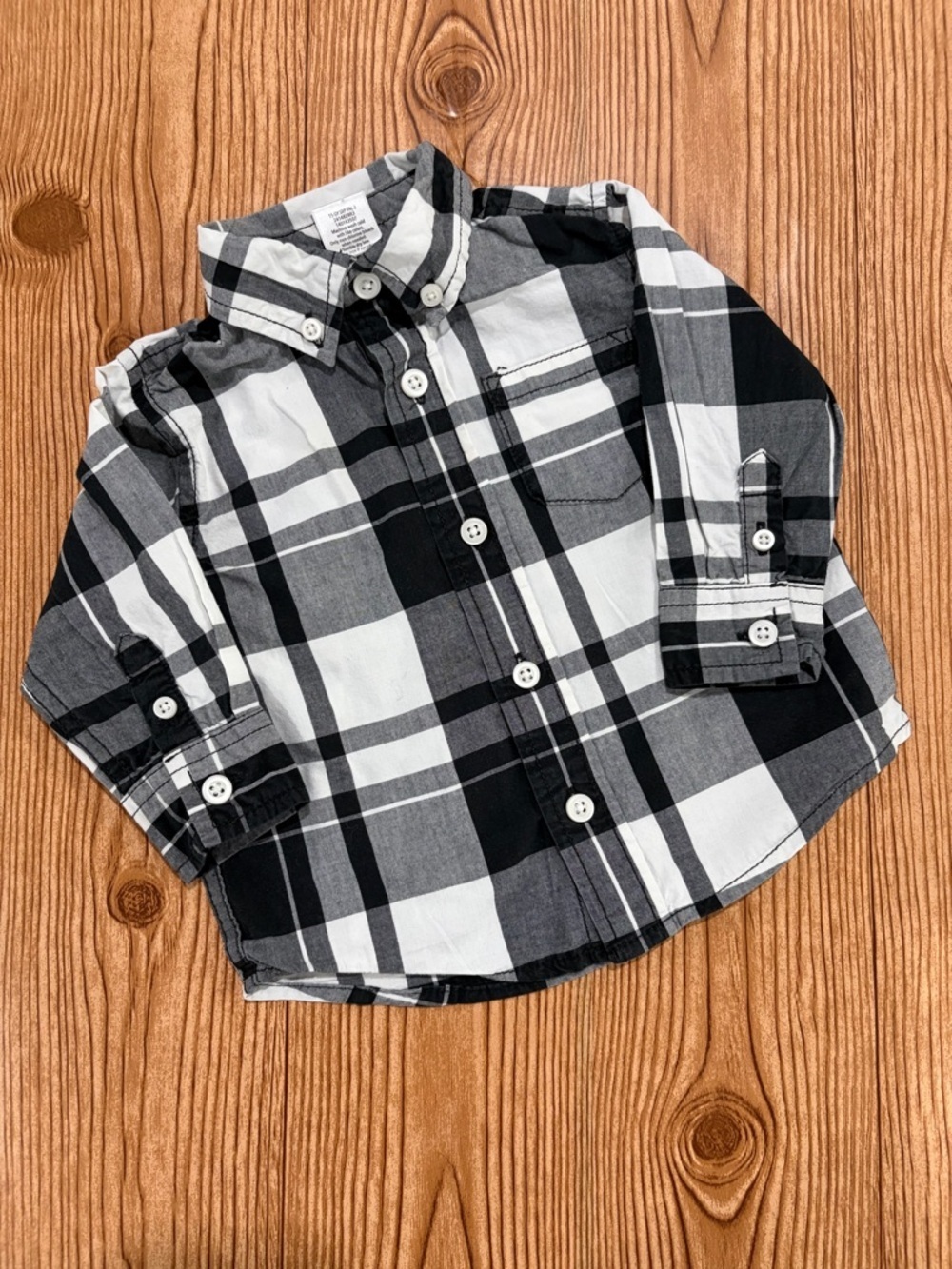 7/$20 Gymboree Classic Black & White Plaid Button-Up Shirt Cotton 6-12 Months